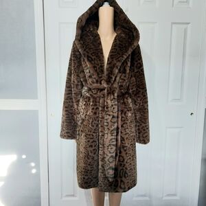 Rebecca Minkoff Leopard Teddy Bear Coat,‎ NWT, Size L